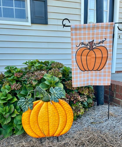Customer photo review of F*ck Trump Autumn Pumpkin Garden Flag