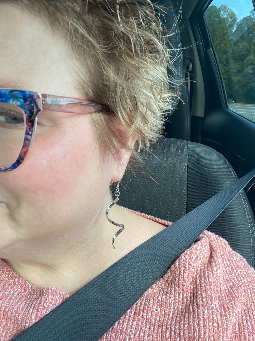 Customer photo review of Spiral Dangles Hypoallergenic Earrings for Sensitive Ears Made with Plastic Posts