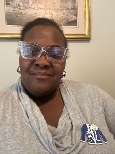 Customer photo review of Zeta Blue Blazer Pin