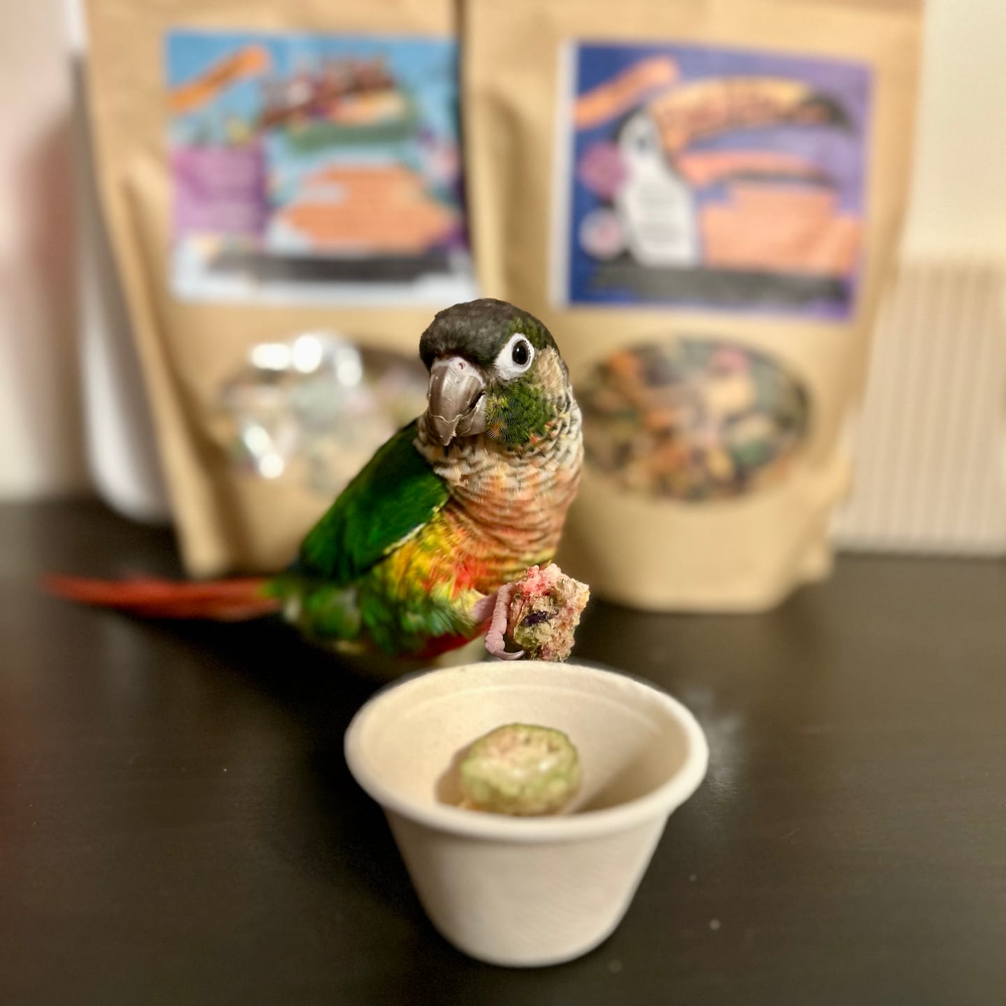 Customer photo review of Bird Bites Freeze Dried Chop - Daily Fruits & Veggies, 5 Flavors to Choose From