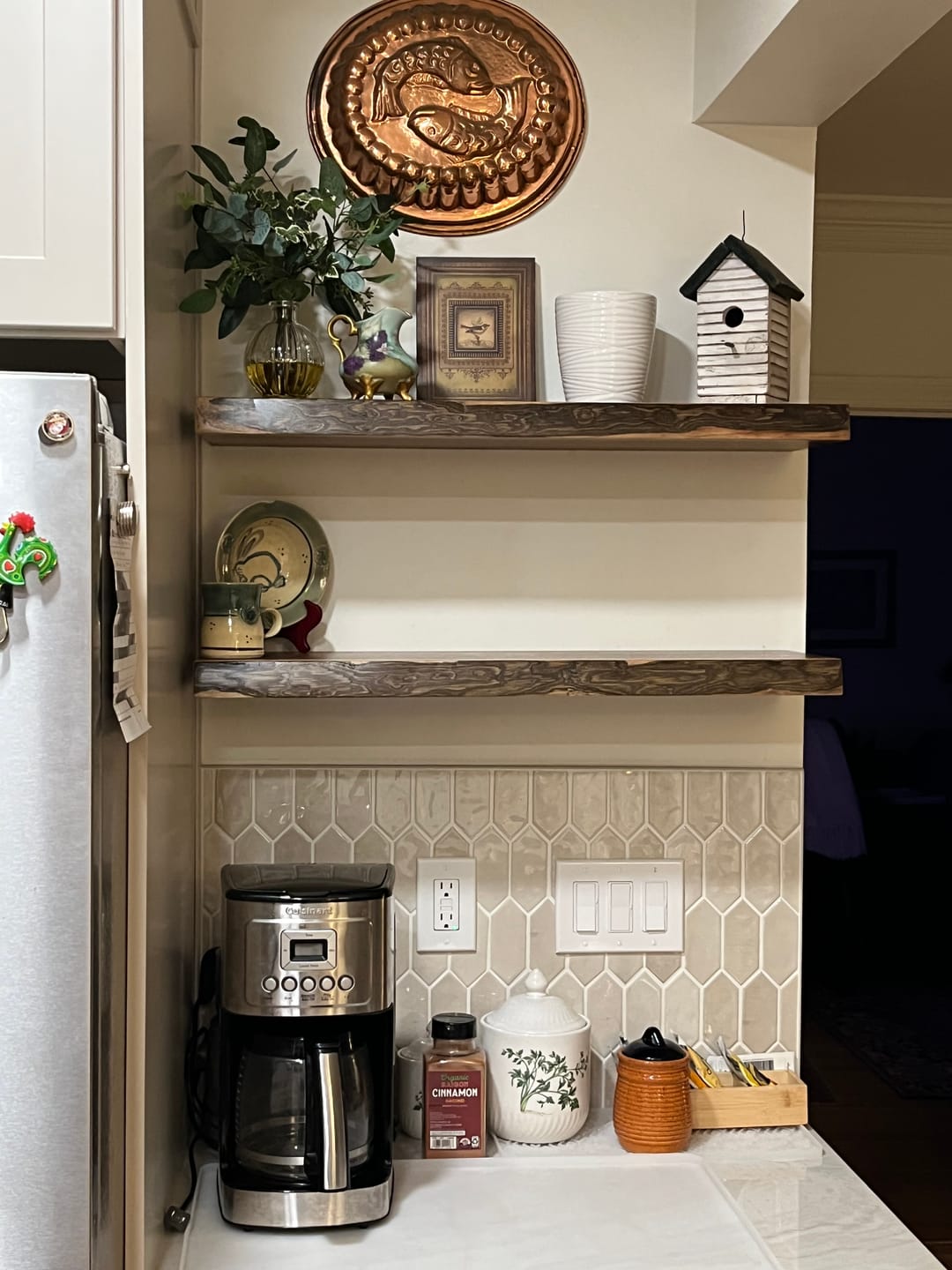 Customer photo review of Live Edge Walnut Floating Shelves