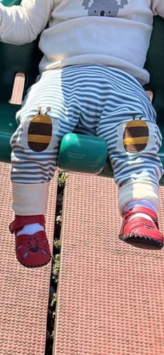 Customer photo review of Bees Knees Patch Striped Joggers