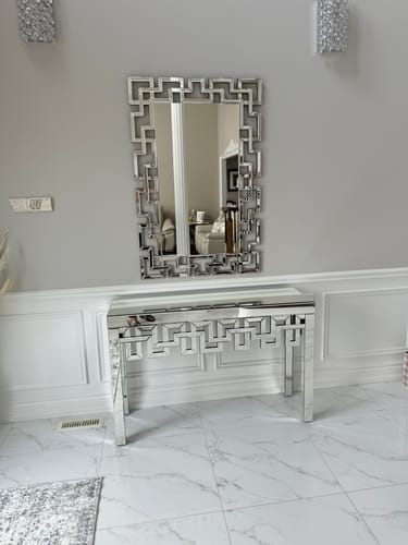 Customer photo review of Maze Rectangle Console Table & Mirror Set