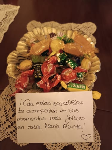 Customer photo review of Zapatilla de rizo punta abierta de Andinas 550