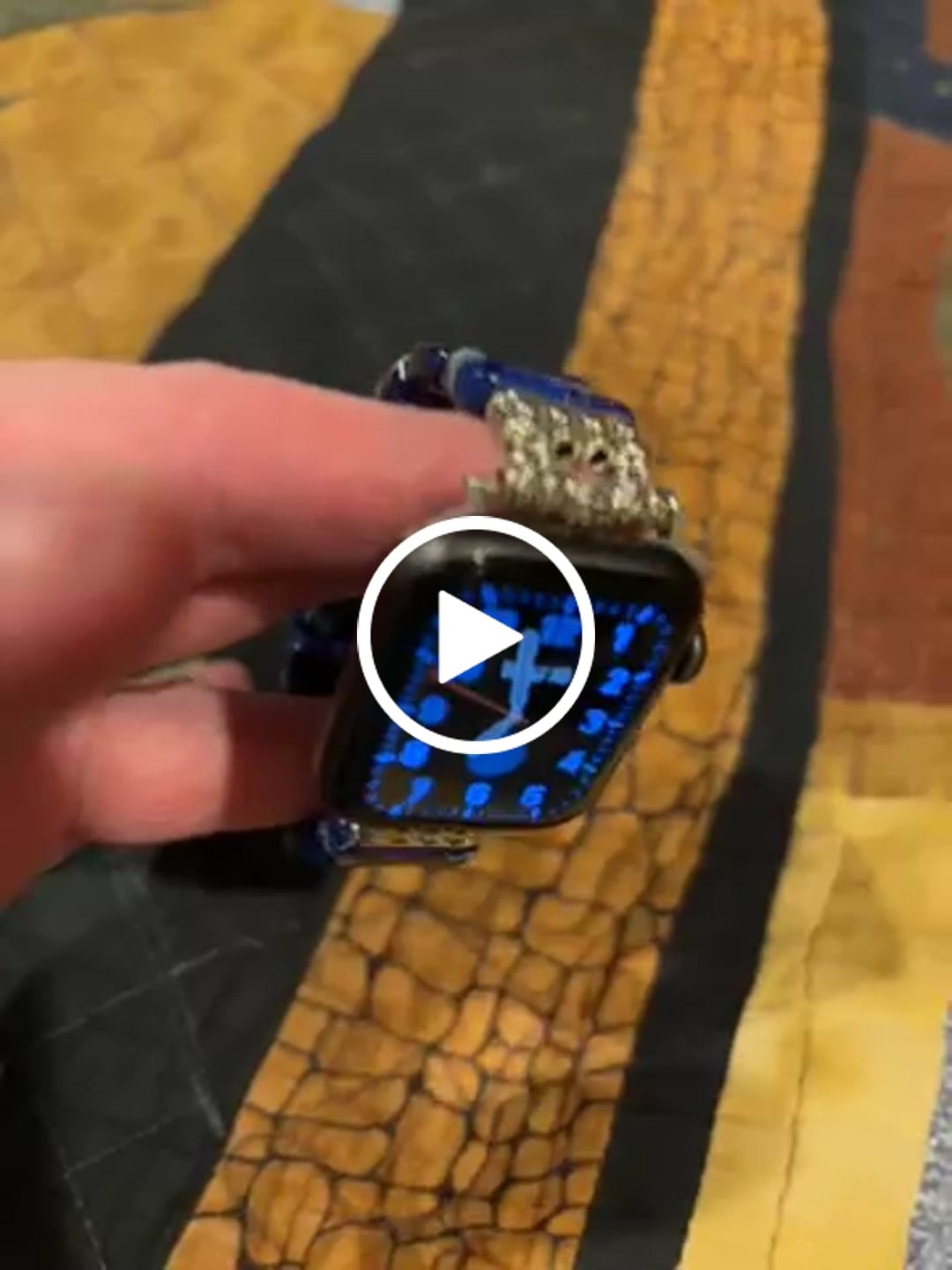 Customer video review of Dark Navy Tibetan Jasper Stretch Apple Watch Strap