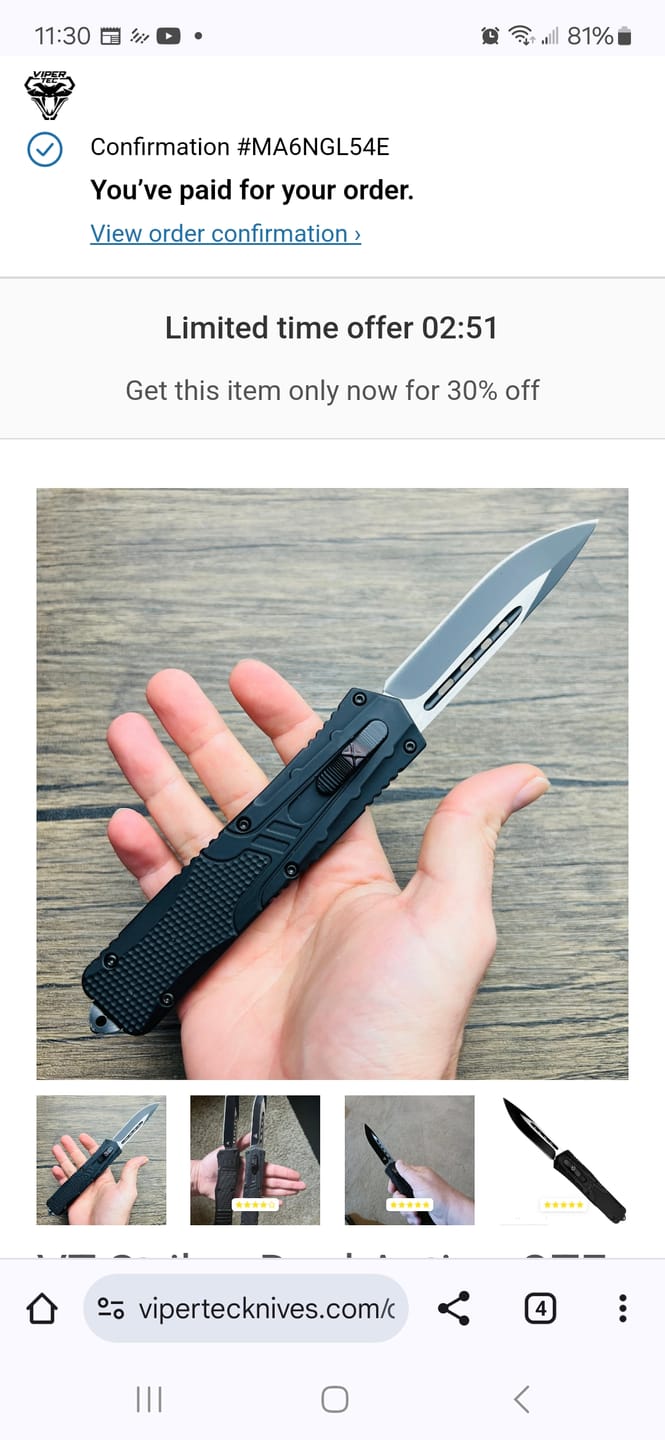 Customer photo review of 50% OFF Black Phantom D/A OTF (Multiple Blade Styles Available)