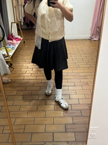 Customer photo review of The Leather Pleated Skirt