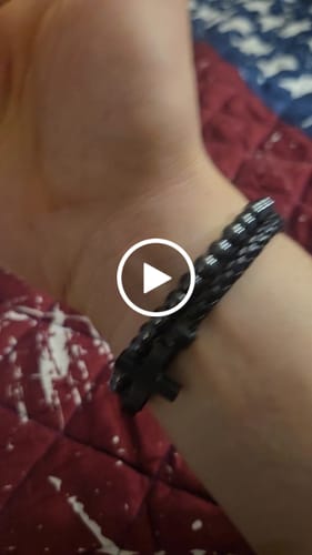 Customer video review of FIDES Cross Leather & Magnetic Hematite Titanium Bead Bracelet: Helps Pair Veterans With A Service Dog Or Shelter Dog