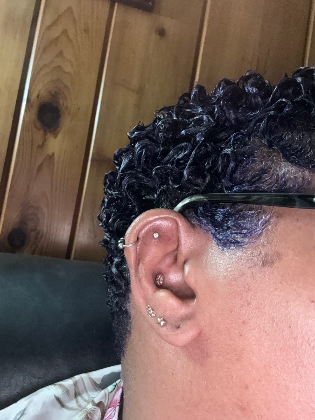 Customer photo review of 14K Gold Twist Conch Hoop Earring