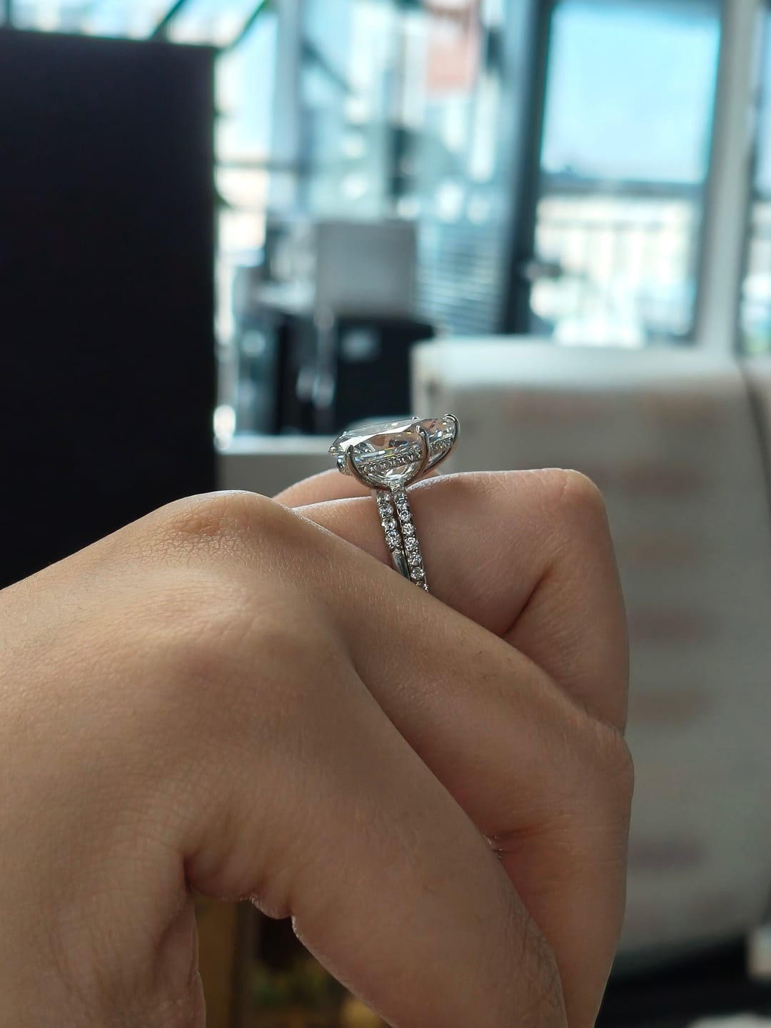 Customer photo review of S925 4.5Ct Pear Cut Wedding Ring & Open Wedding Band Bridal Rings Travel Rings For Her