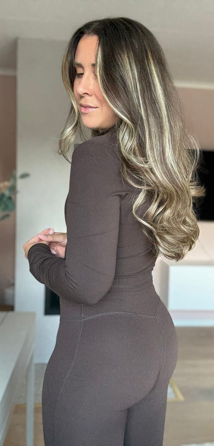Customer photo review of Espresso Soft Flared Pants