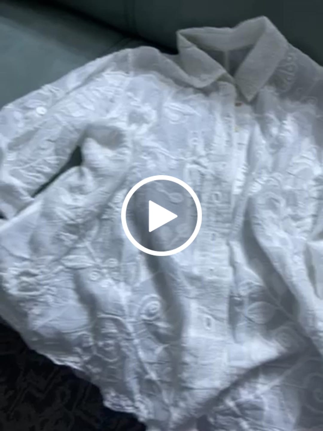 Customer video review of Women Artsy Flower Embroidery Turn-down Collar Shirt