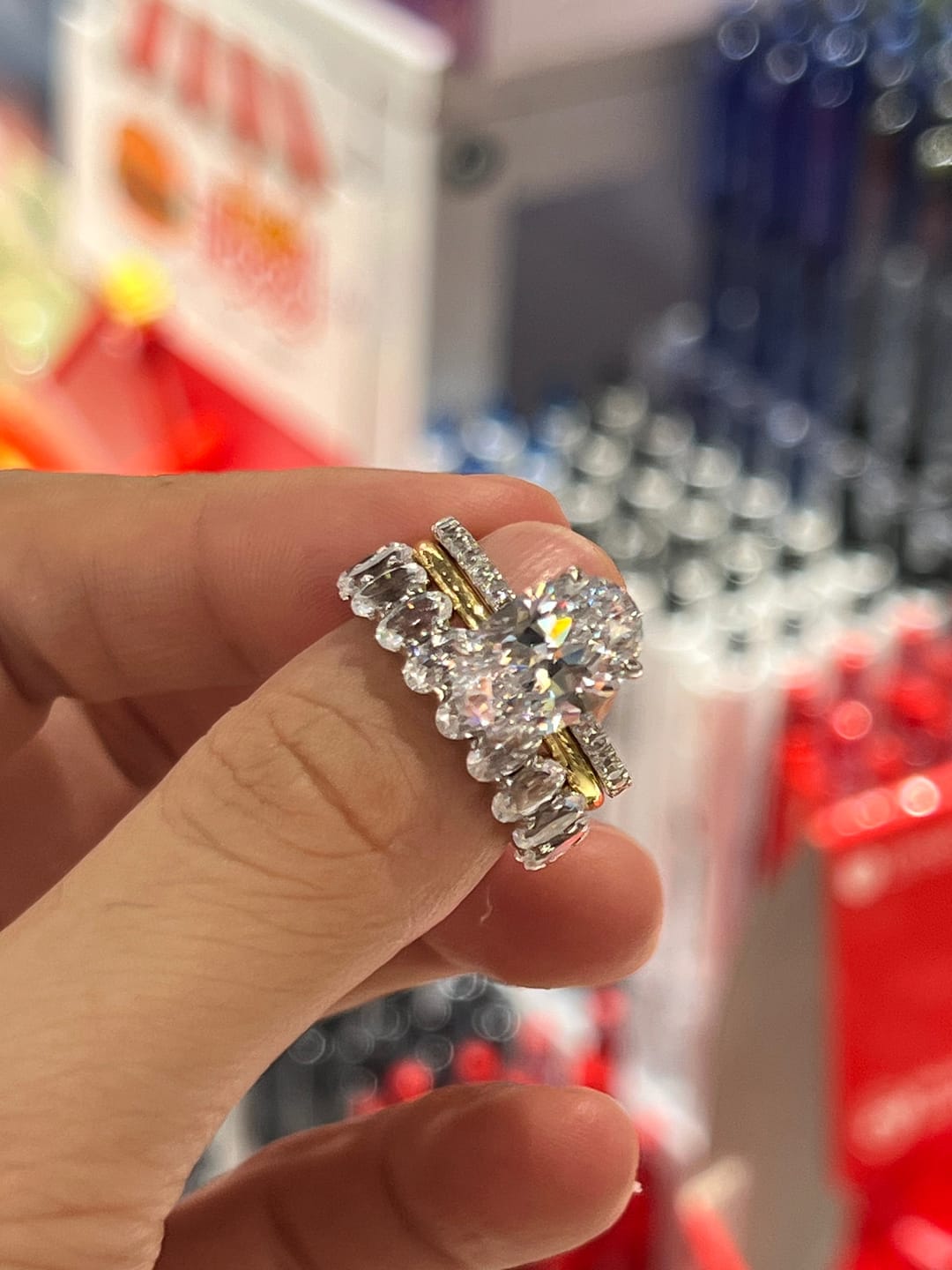 Customer photo review of S925 3PC 4.0Ct Oval Cut Wedding Ring Set Travel Ring For Her With Two Classic Wedding Bands