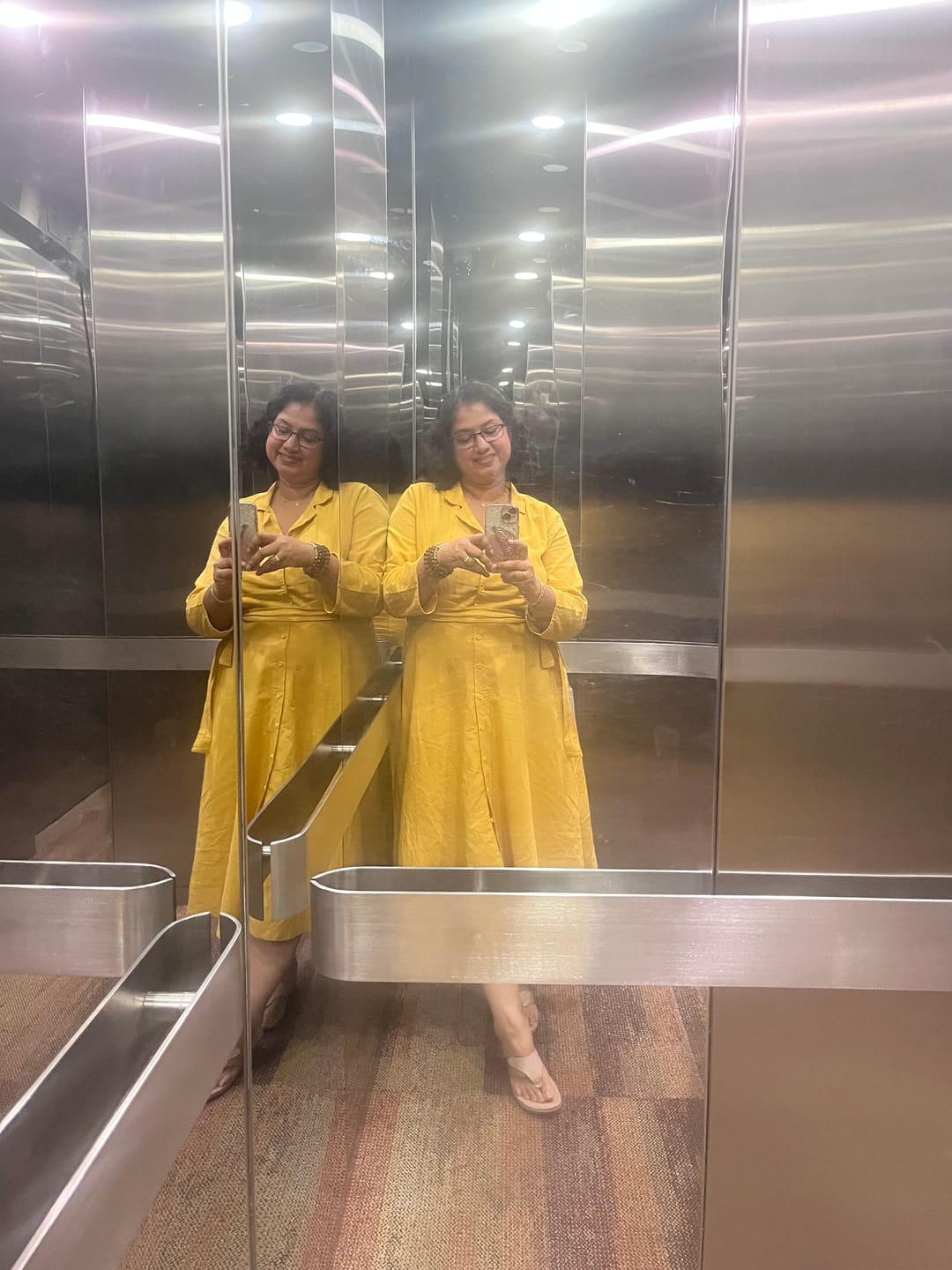 Customer photo review of Women Yellow Airy Linen Flared Dress