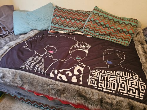 Customer photo review of Mahogany Black & Gray Faux For Fur Throw Blanket