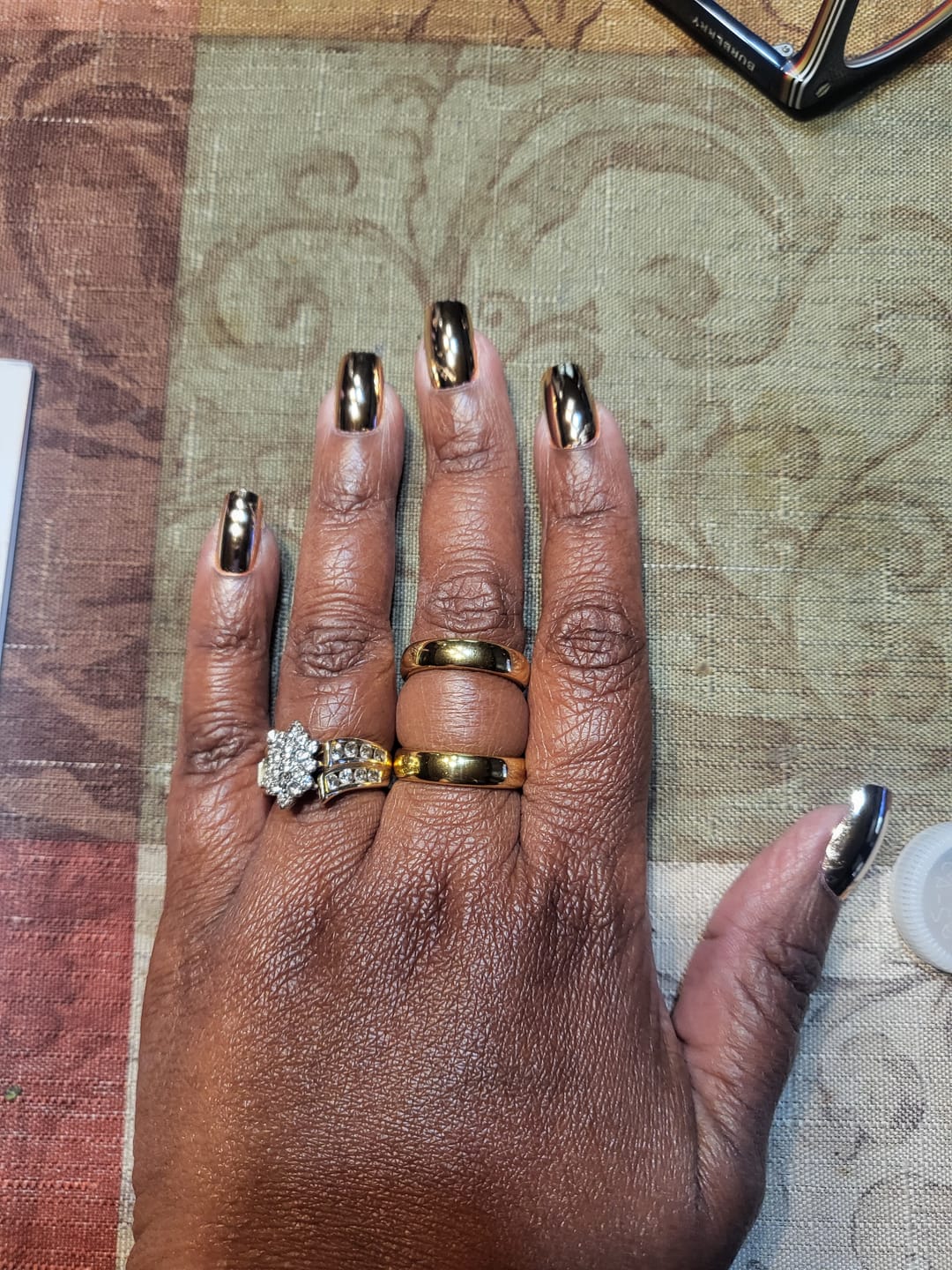 Customer photo review of 4mm - 14k Yellow Gold Tungsten Wedding Band, High Polish Dome Shape, Anniversary Ring