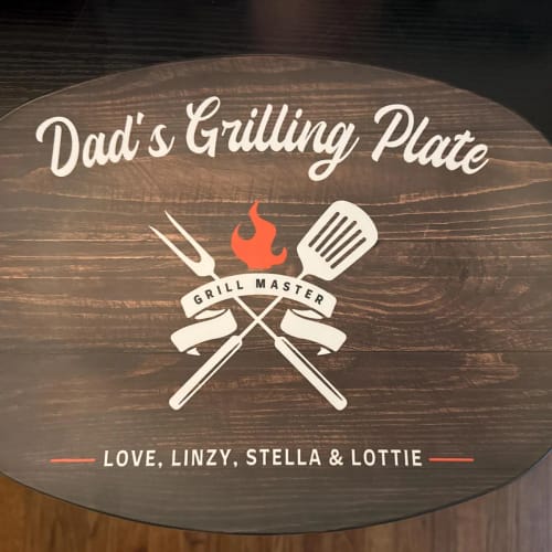 Customer photo review of Rustic Personalized Grill Master Plate