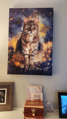 Customer photo review of The Celestial Style Watercolor Pet Canvas