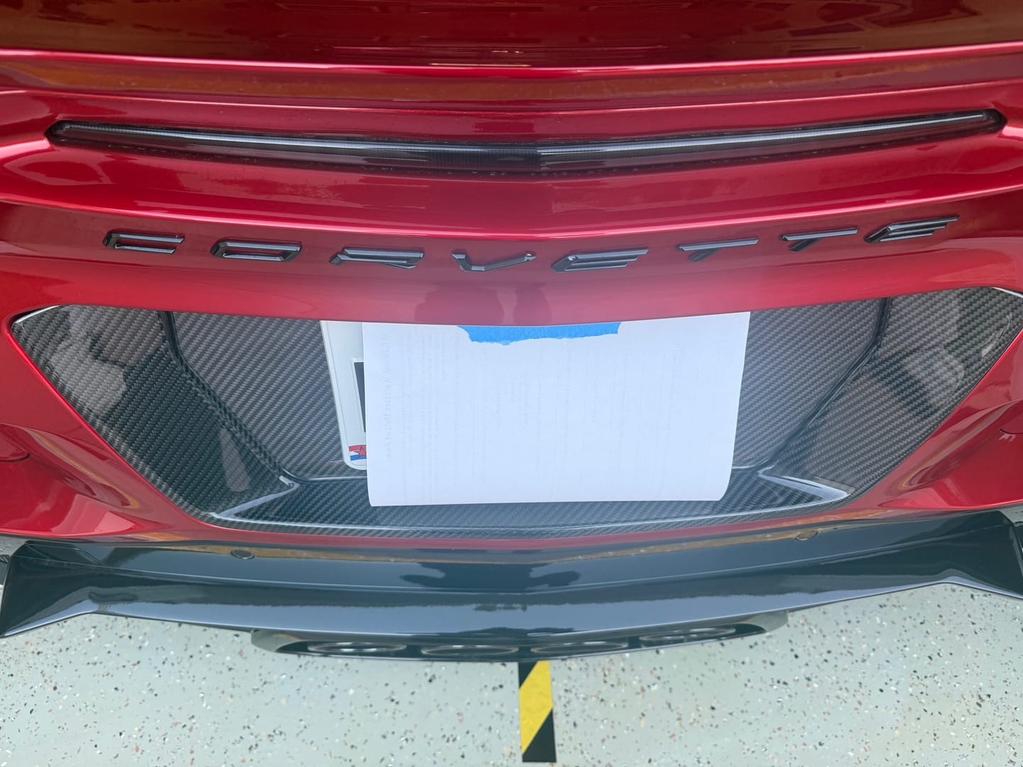 Customer photo review of Corvette C8 Z06 License Plate Backing