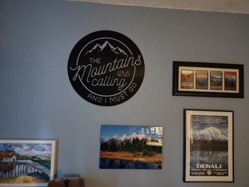 Customer photo review of Mountains Are Calling Alternative - Metal Wall Art