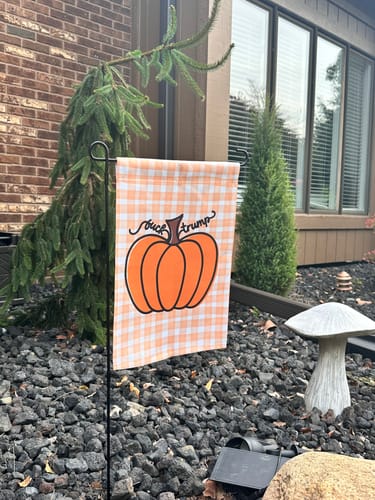 Customer photo review of F*ck Trump Autumn Pumpkin Garden Flag