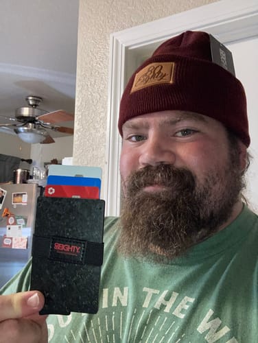 Customer photo review of 80Eighty® Minimalist Forged Carbon Wallet
