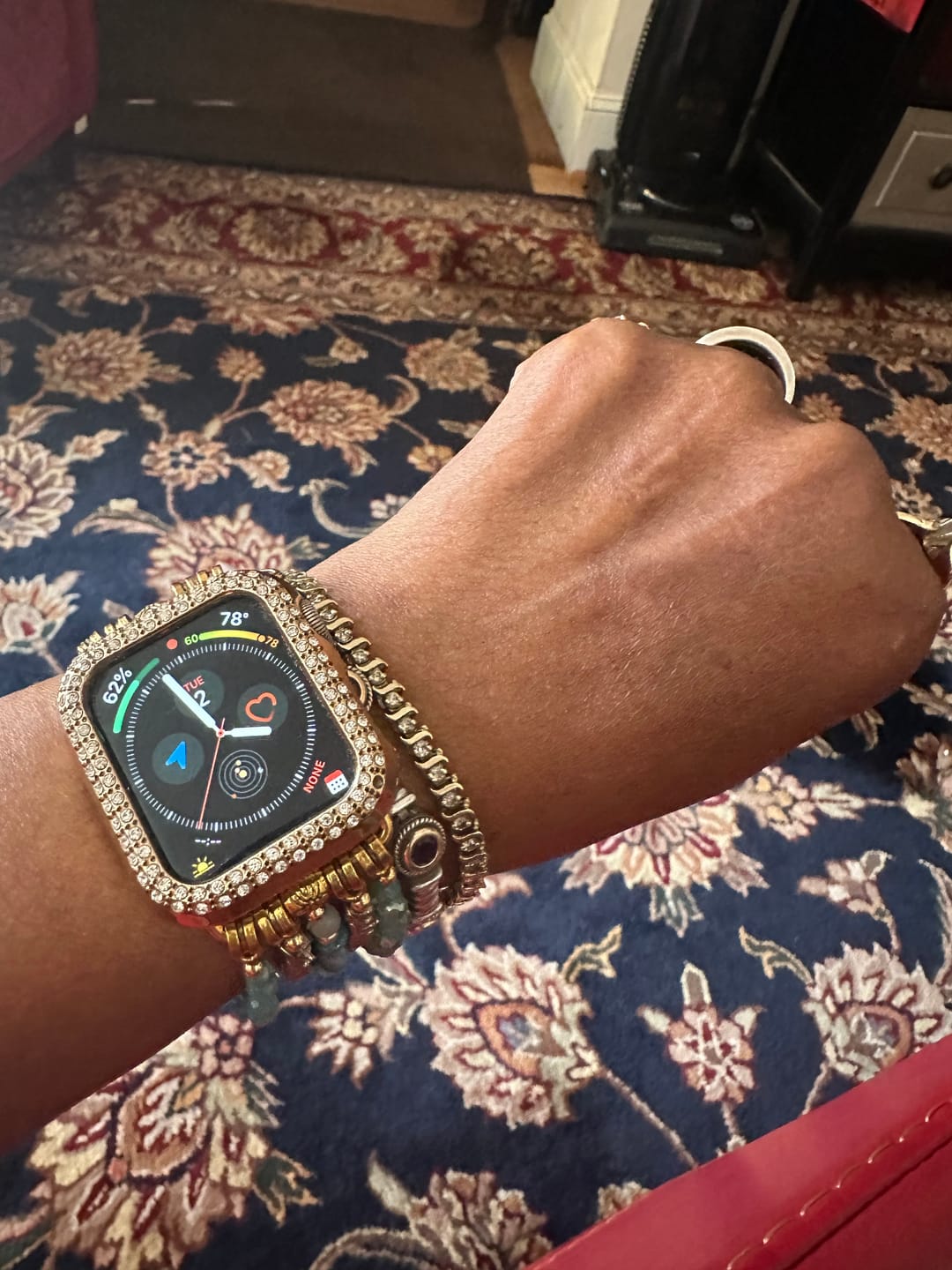Customer photo review of Jade Glimmer Stretch Apple Watch Strap