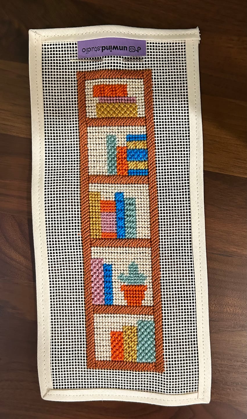 Customer photo review of Bookshelf Wealth Bookmark Needlepoint Kit