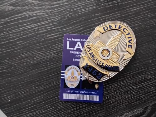 Customer photo review of LAPD Detective Los Angeles Police Flat Badge For Shadow Box Customizable Number