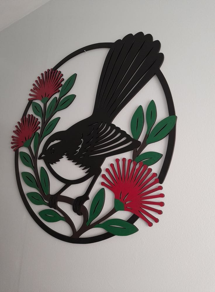 Customer photo review of Fantail and Pohutukawa Circle Wall Art