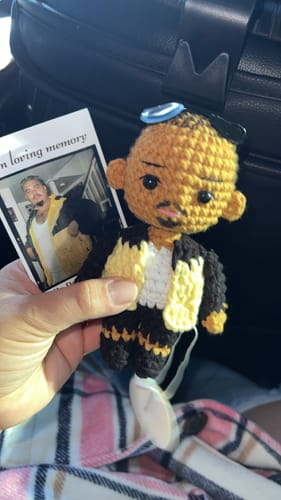 Customer photo review of Dolly® Personalized Crochet Doll with Photo Card
