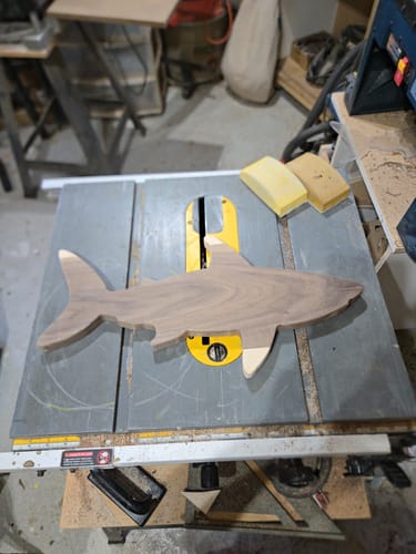 Customer photo review of 20x10" Sharkcuterie Board Shark Shaped Acrylic Router Template