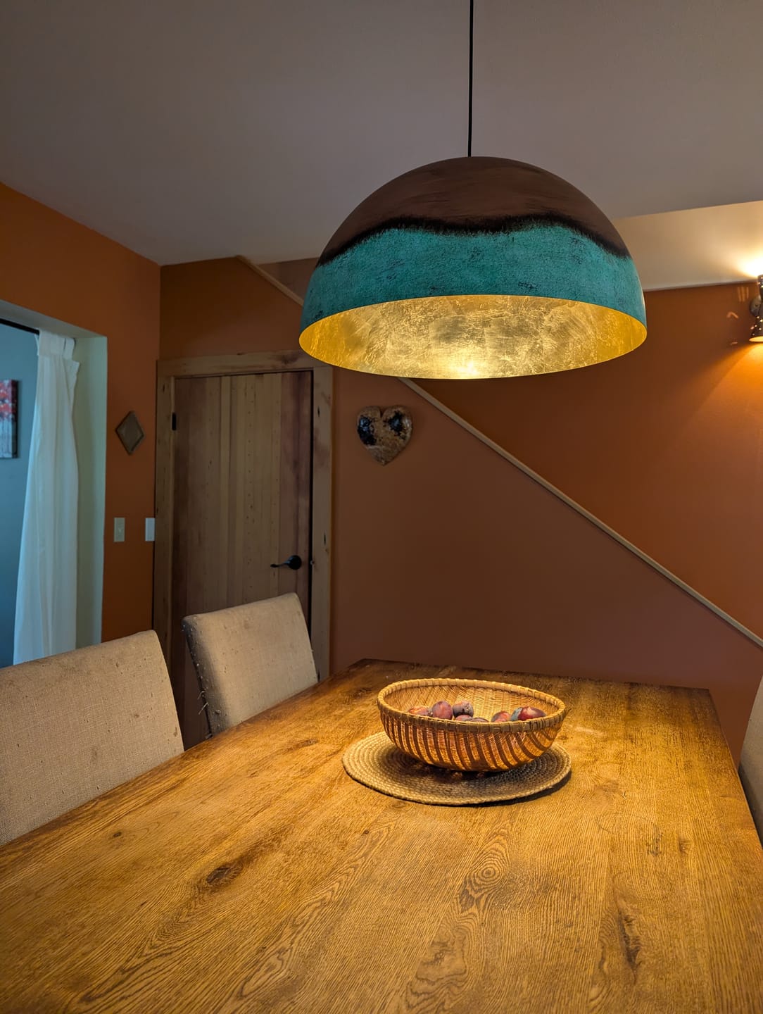 Customer photo review of Oversized Industrial Copper Patina Metal Dome Pendant Light