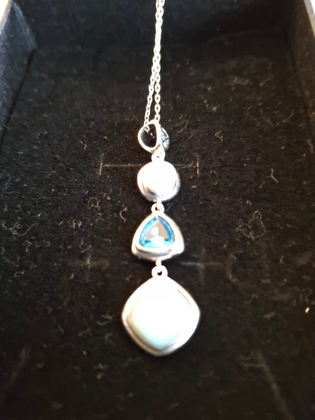 Customer photo review of Silver Larimar Necklace