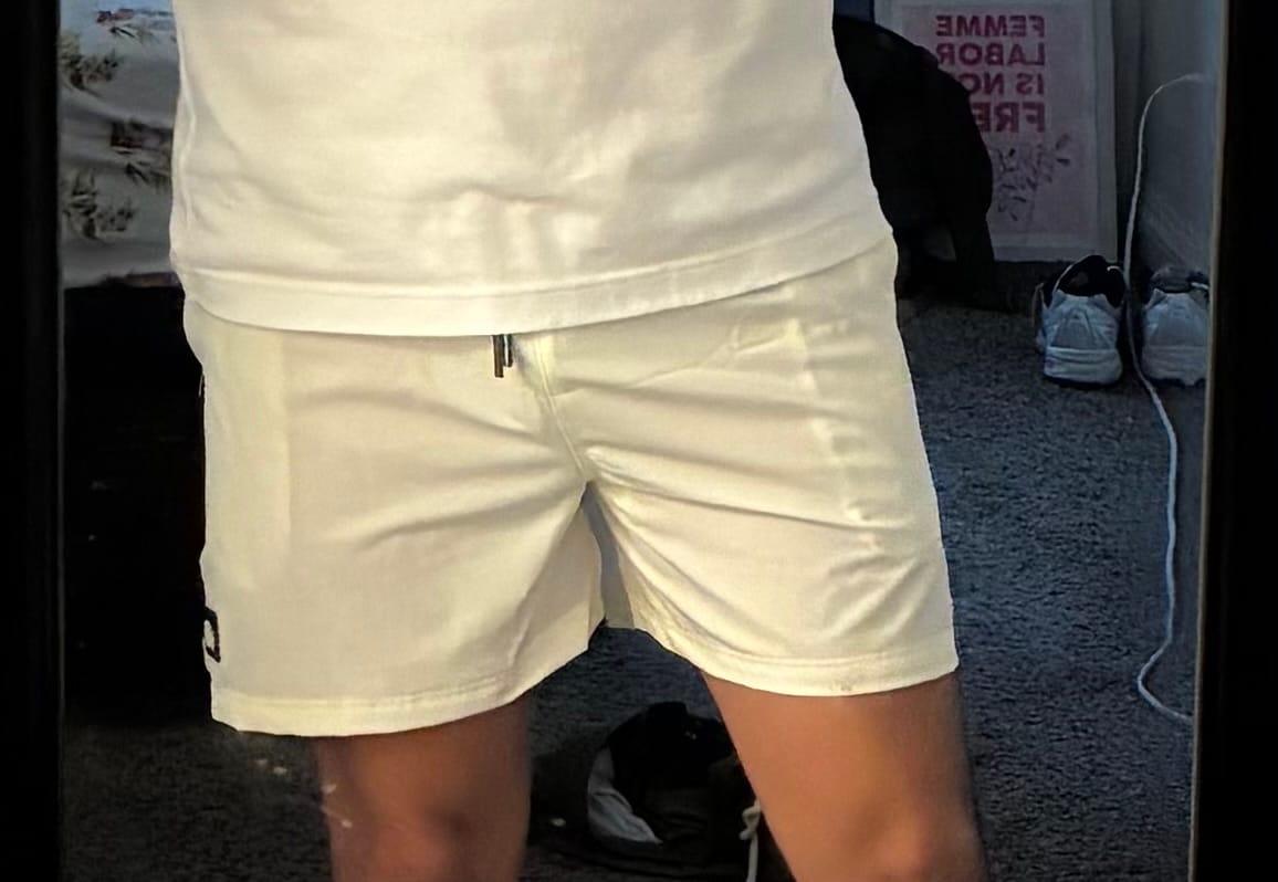 Customer photo review of IVORY SWIM SHORT