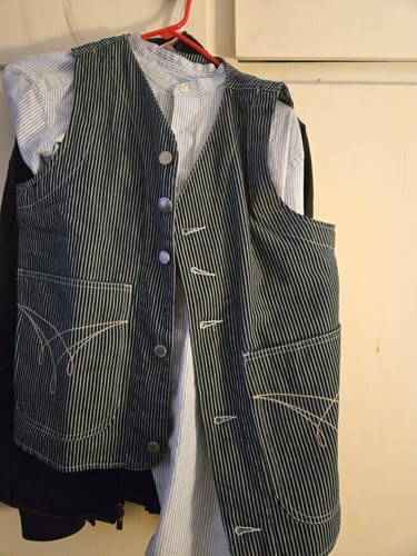 Customer photo review of Striped V-Neck Cotton Canvas Work Vest