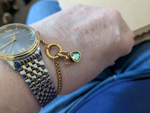 Customer photo review of Letter & birthstone necklace gold