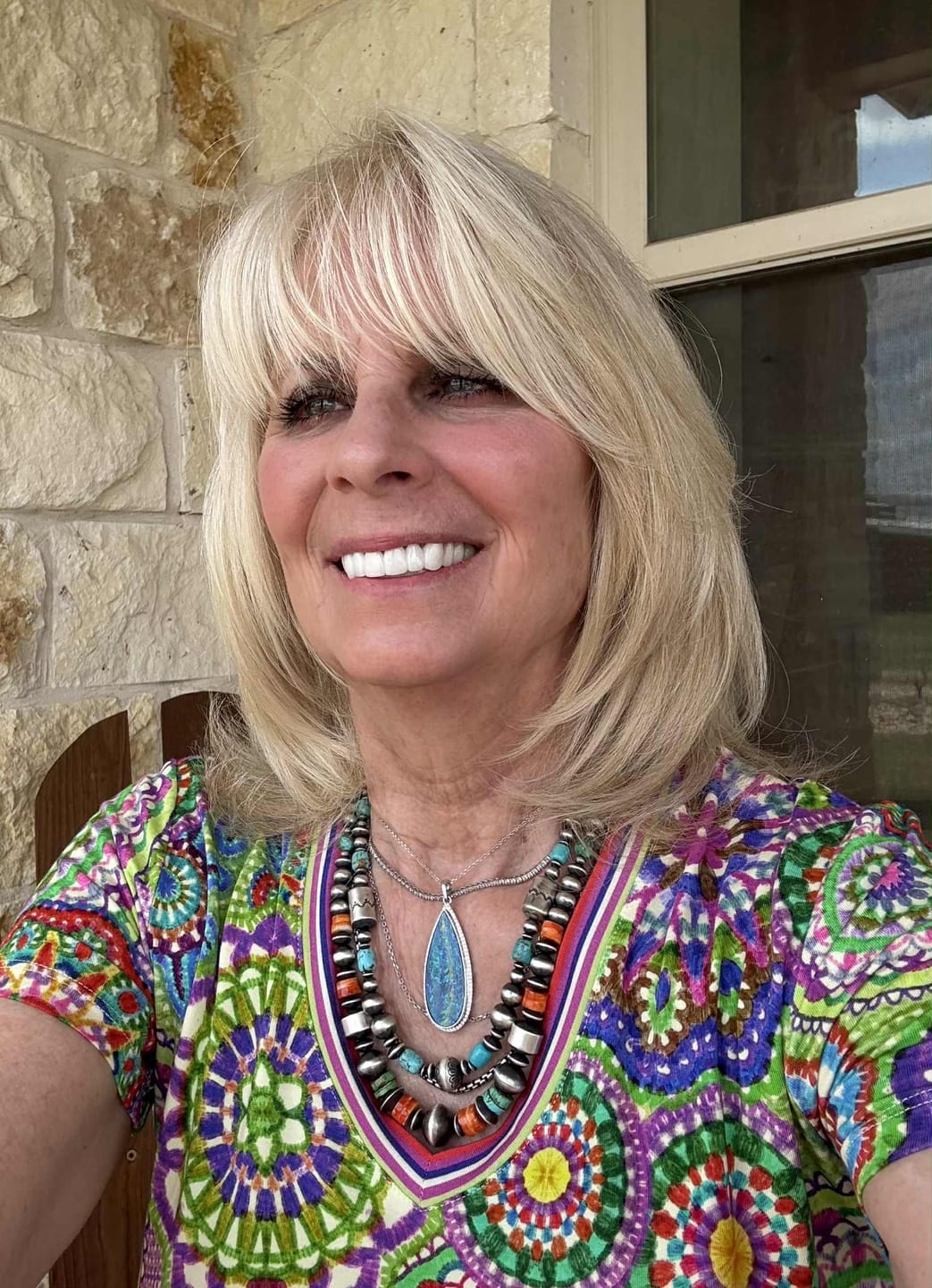 Customer photo review of Navajo Made Electric Rainbow Sterling Silver, Turquoise and Spiny Oyster Single Strand Beaded Necklace by Rose Martin, 18 + 2 Inches