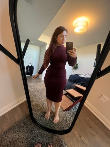 Customer photo review of Bad Girl Wiggle Dress in Merlot - Vixen by Micheline Pitt