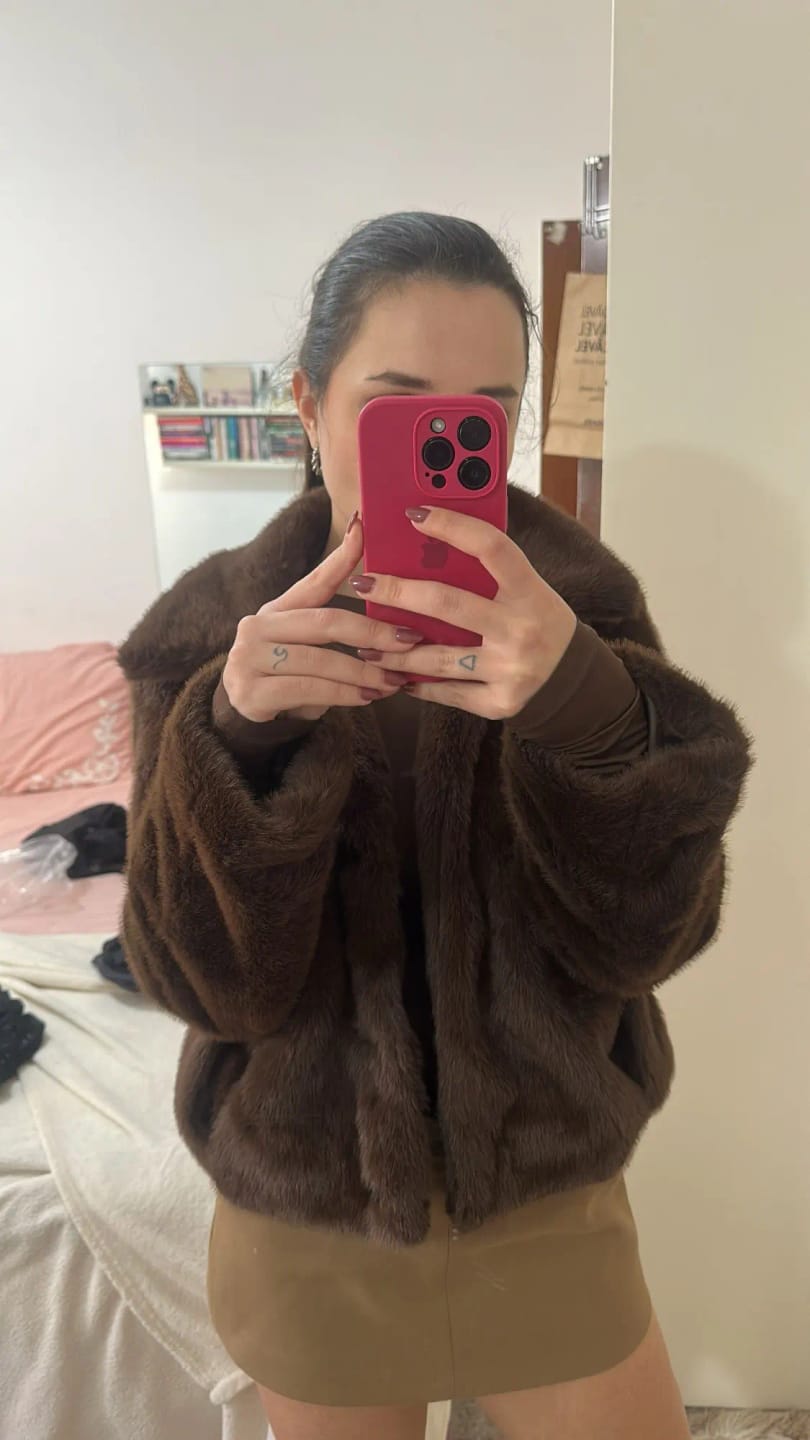 Customer photo review of Charlene - Stylish Brown Long-Sleeved Autumn Winter Jacket with Elegant Button Embellishments