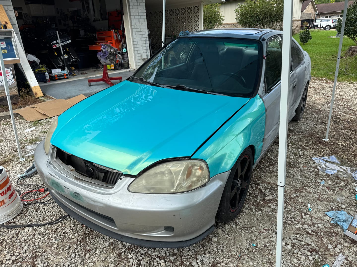 Customer photo review of Candy Metallic Neon Ice Blue Vinyl Wrap