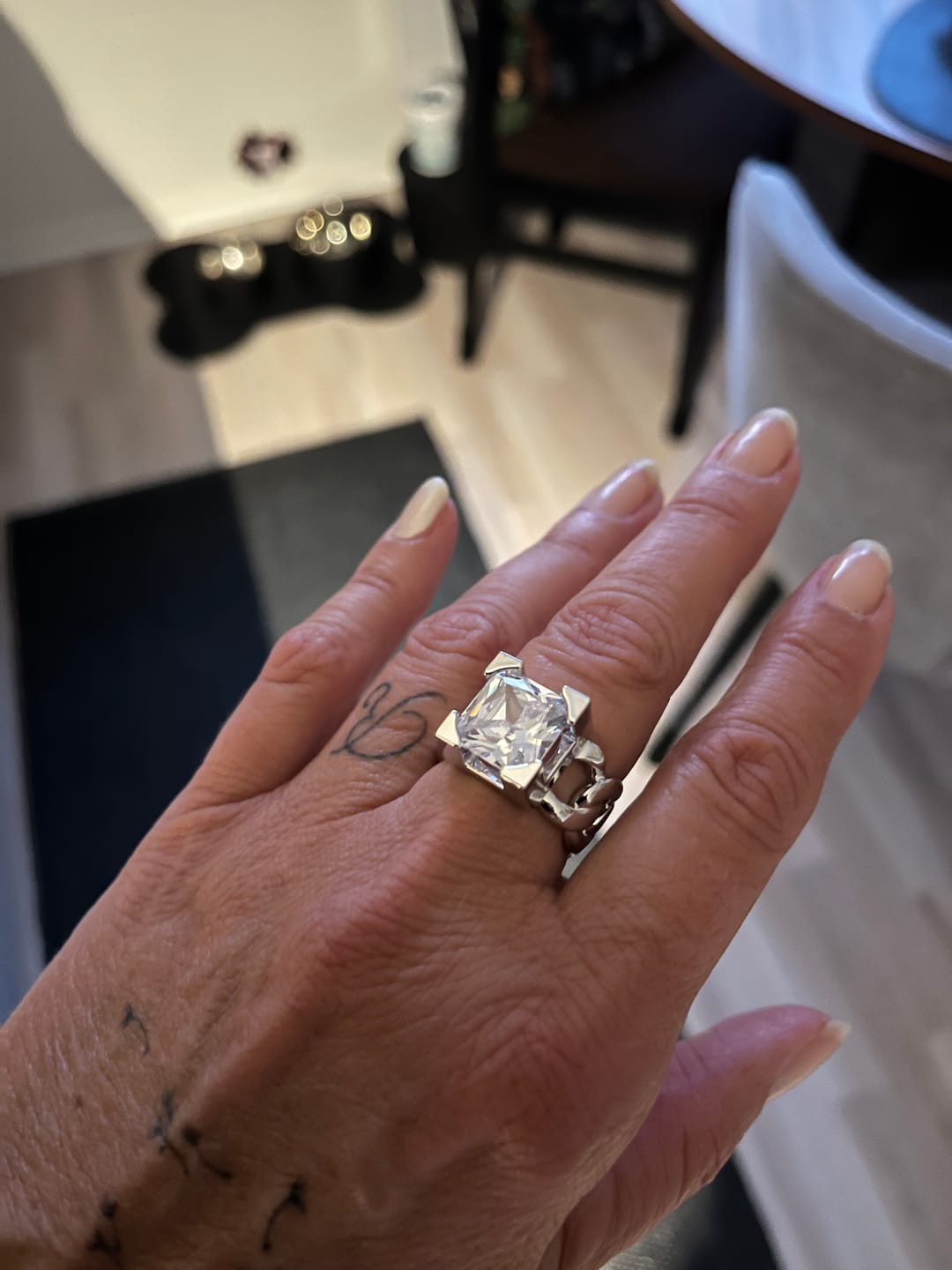 Customer photo review of LuxeLink Glass Square Ring