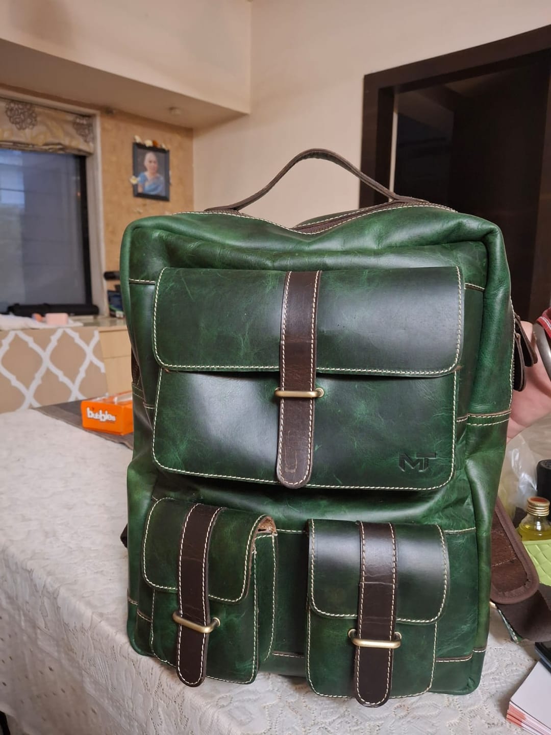 Customer photo review of Greenfield Premium Leather Backpack