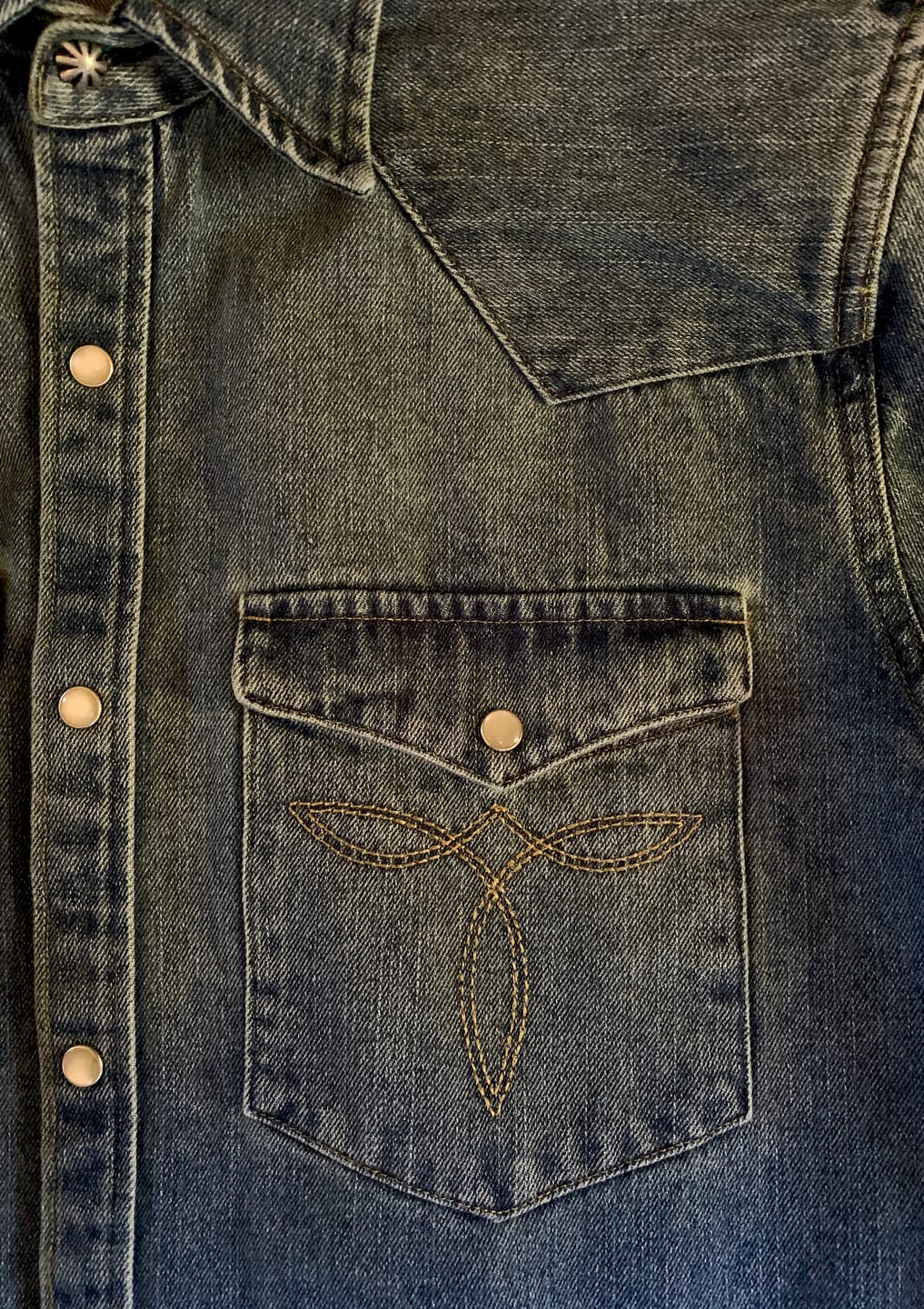 Customer photo review of 1950s Slub Denim Western Shirt