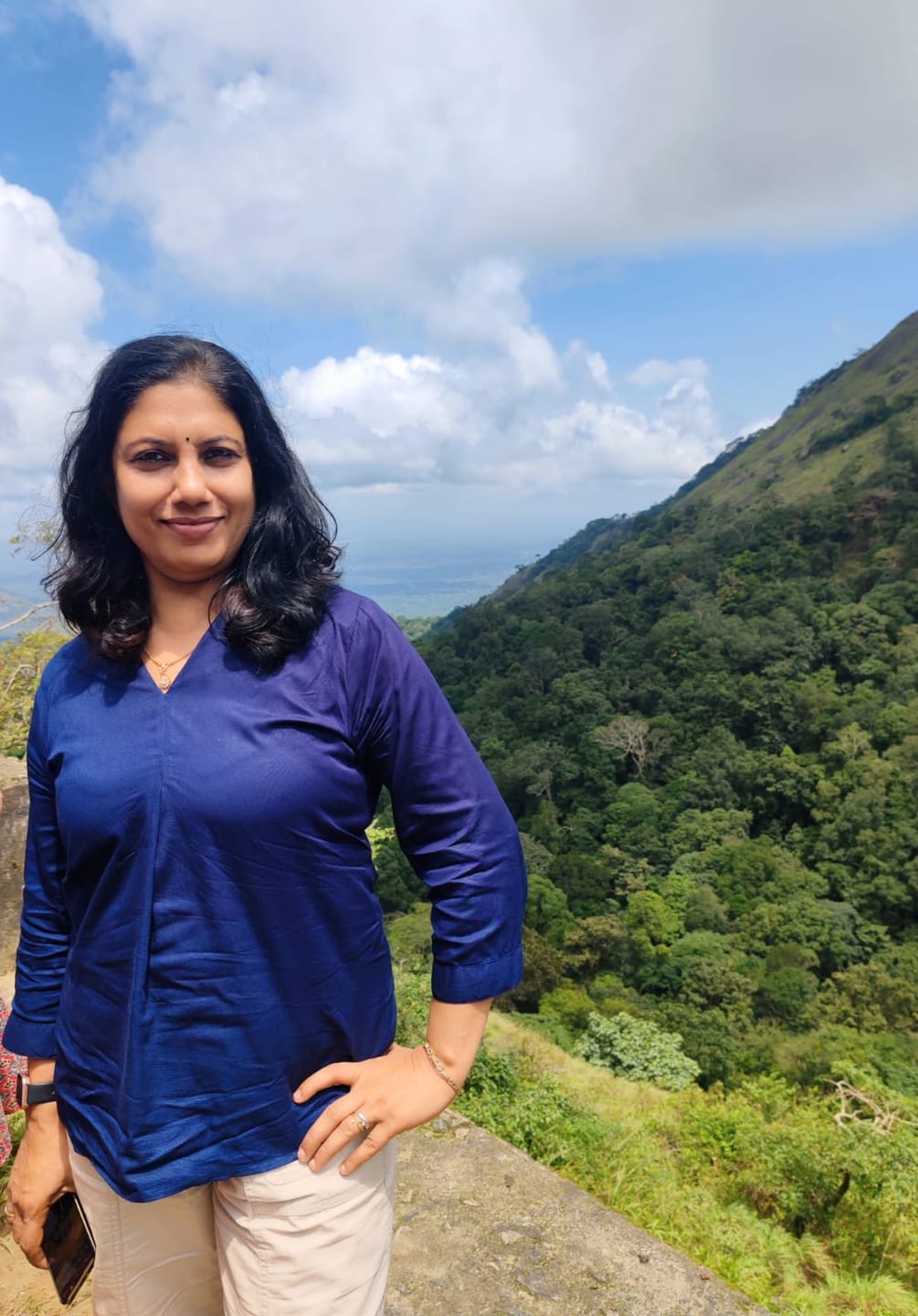 Customer photo review of Women Navy Blue Viscose Pleated Top