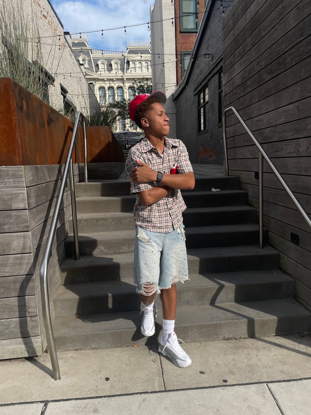 Customer photo review of Aelfric Eden Rhinestone Application Jorts