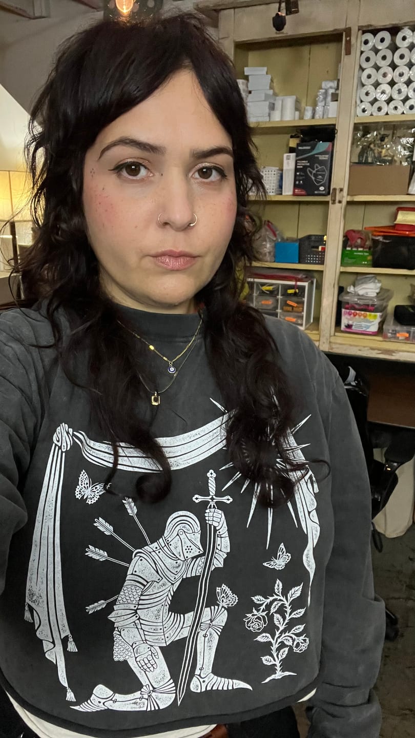 Customer photo review of Kneeling Knight Oversized Long Sleeve