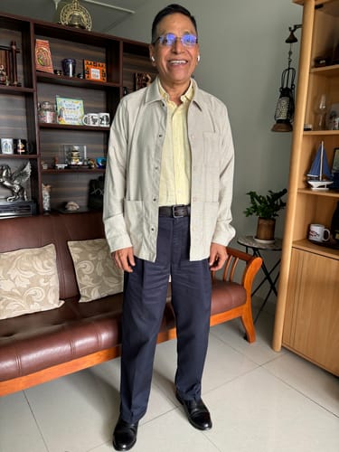Customer photo review of Soft Touch Poly Rayon Edge Shacket