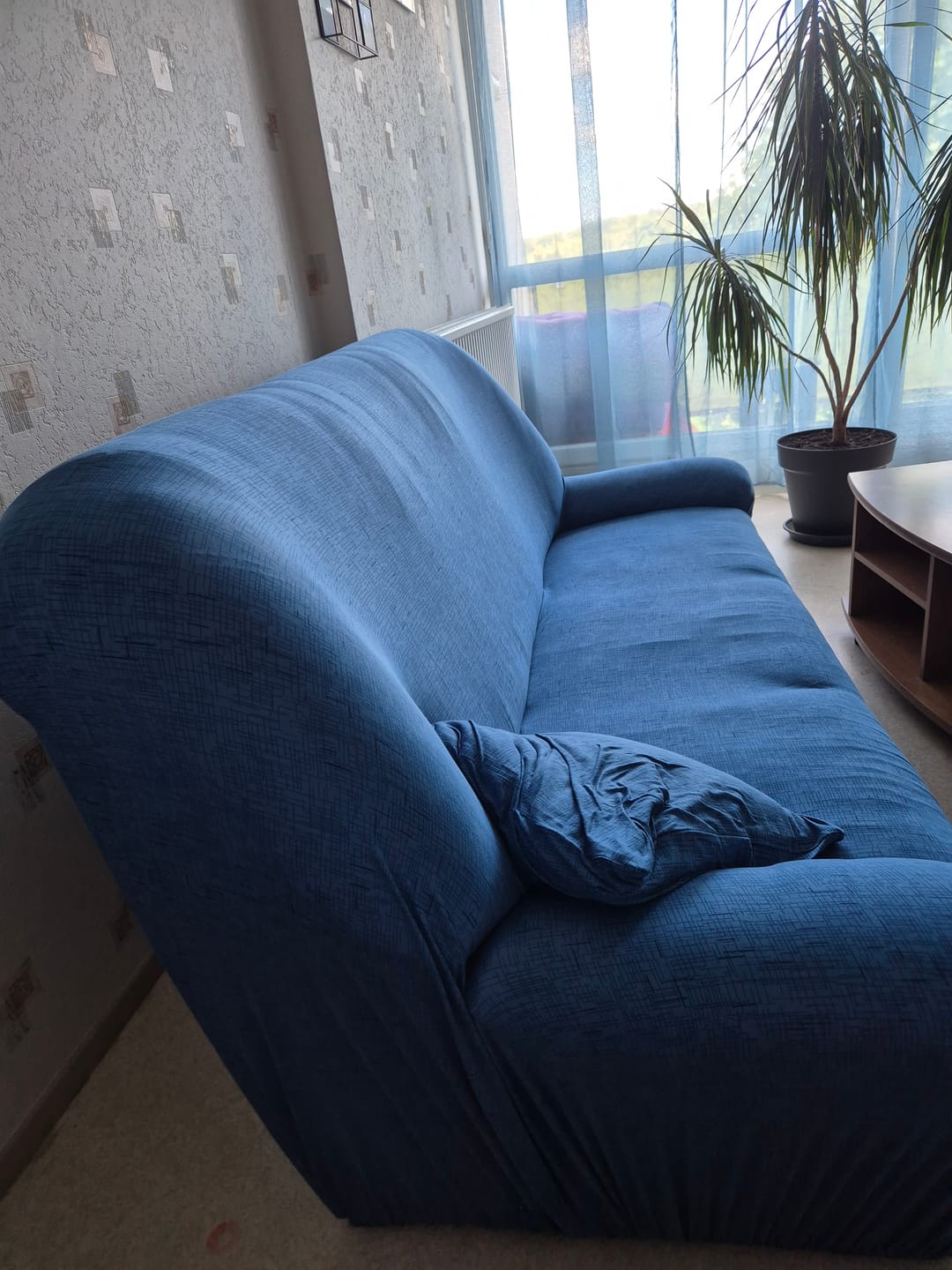 Customer photo review of Bleu - Housse de Canapé Extensible