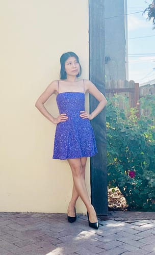 Customer photo review of Sequin Thin Strap Mini Dress
